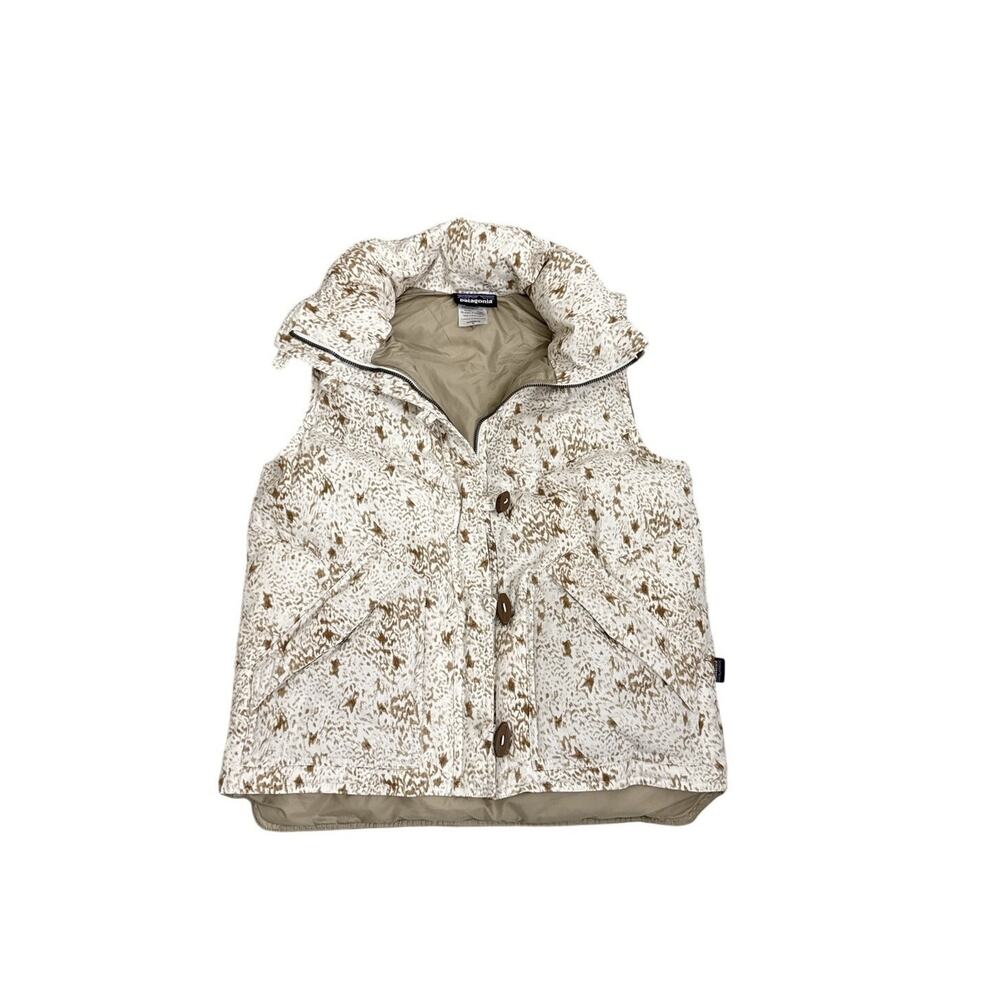 Patagonia Toggle Down Puffer Vest Cream Birch White Brown Size Women's Medium